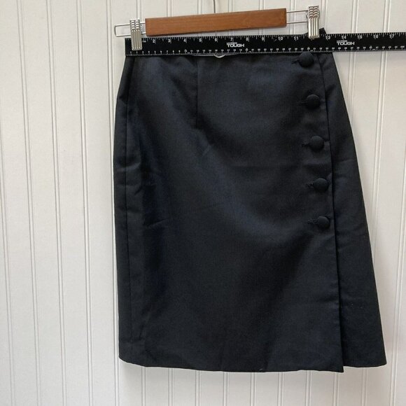 David Benjamin Wool Blend Off Center Button Close Lined Straight Black Skirt-4 - Picture 8 of 11